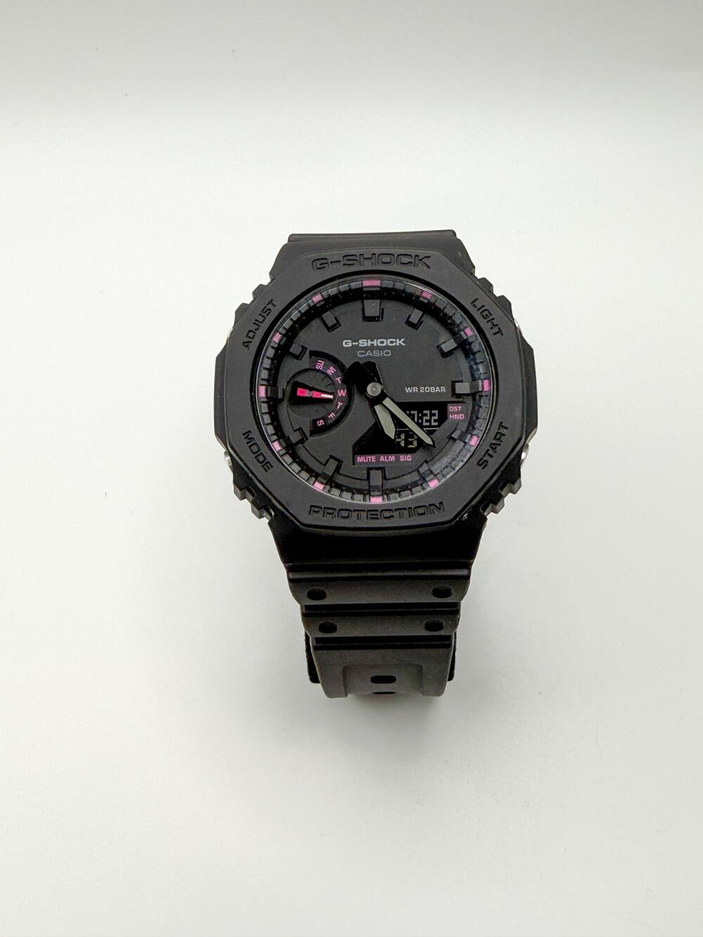 Casio G-Shock GA-2100P-1A Black Pink Octagon Bezel Analog Digital Watch